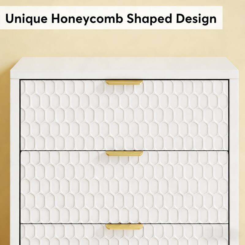 Tall Bedside Cabinet,Nordic Style Nightstand with 3 Drawers