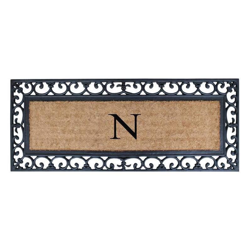 Non Slip Coir Low Profile Myla Monogrammed Entry Doormat, 17.7"x47.25" - monogrammed n