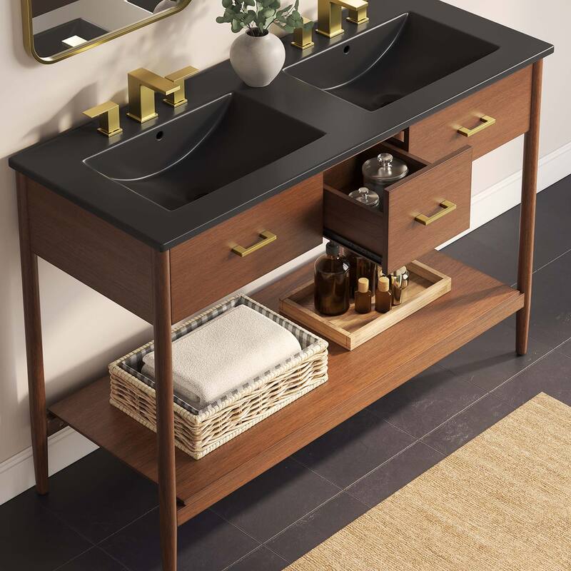 Zaire 18"/24"/30"/36"/48" Bathroom Vanity with Black Sink Top