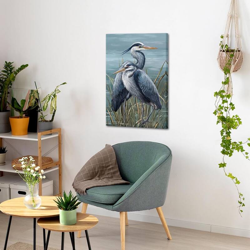 Watercolor Art Print of Blue Herons and Egrets