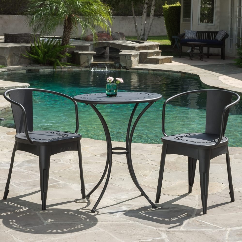 Lourdes Outdoor 3-piece Cast Bistro Set by Christopher Knight Home