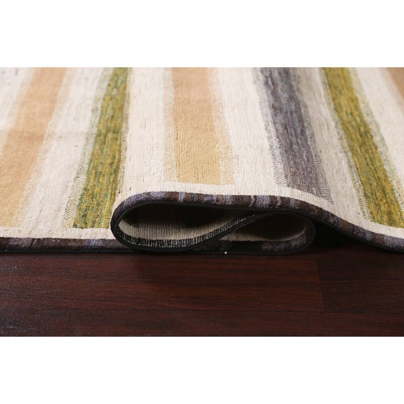 Wool Gabbeh Kashkoli Contemporary Striped Area Rug Hand-knotted Carpet - 5'0" x 8'0"