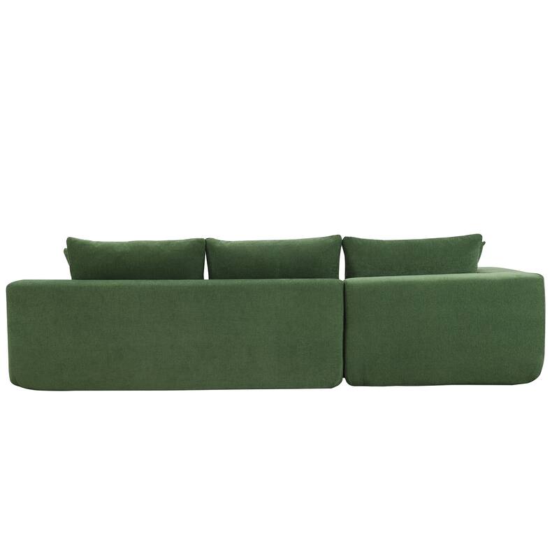 2 PC Free Combination L-Shape Sofa Set, Upholstered Chenille Compressed Couch