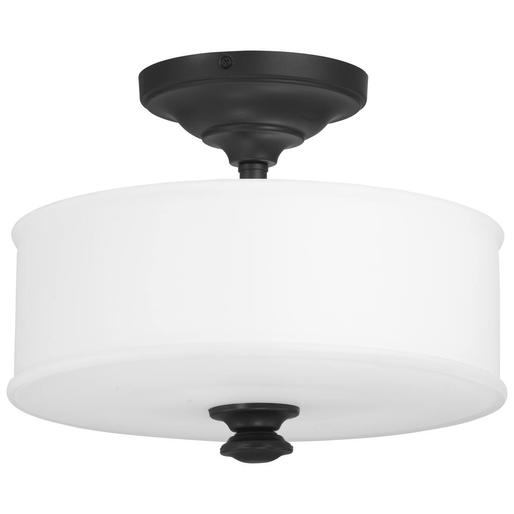 Lavery Harbour Point Coal & White Glass 2 Light Semi Flush