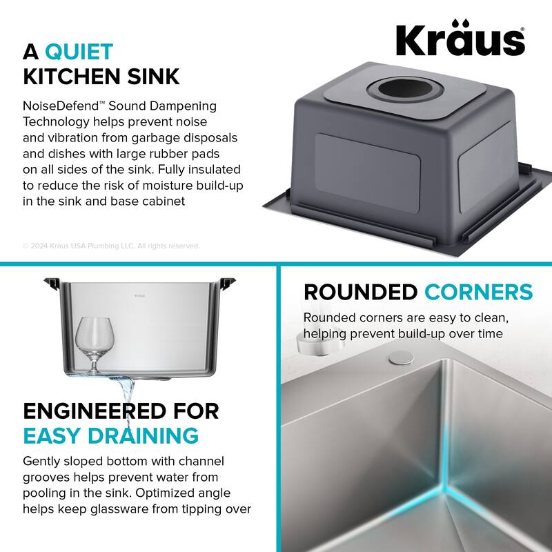 KRAUS Fairlane Drop In Top Mount 18 Gauge Stainless Steel Kitchen Sink