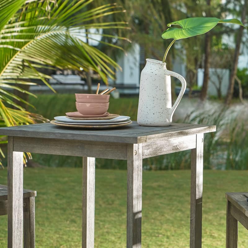 Outdoor Grey-washed Wood Bar Table