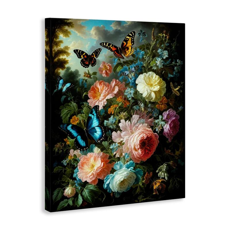 Stupell Blooming Roses & Monarch Butterflies Canvas Wall Art Design By Tabz Jones