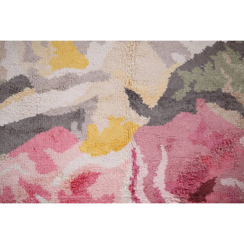 Handmade Abstract Indian Area Rug Oriental Wool & Silk Carpet - 5'4"x 8'3"