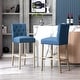 preview thumbnail 20 of 29, Carter 29" Button Tufted Bar Stool (Set of 2) Antique Gray Finish Royal Blue