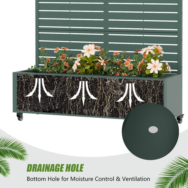 Raised Garden Bed Planter with Trellis Movable Planter Box with Lockable Wheels