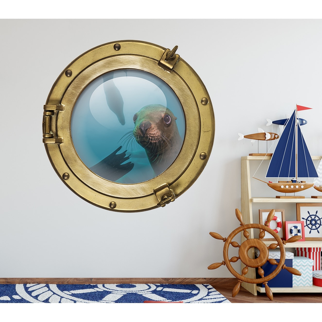 Huge 3D Porthole Enchanted Grandmas Cottage View Wall Stickers Decal 415 