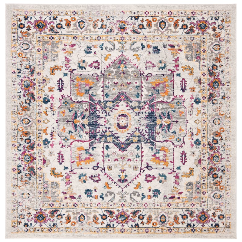 SAFAVIEH Evoke Spasenka Vintage Boho Medallion Rug - 6'7" Square - Ivory/Grey