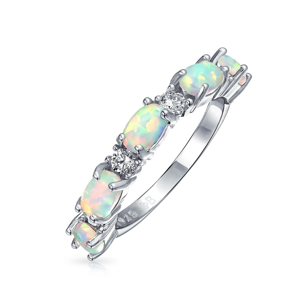 BFF Triquetra Celtic Love Knot Oval White Created Opal Ring For Teen For Women 925 Sterling Silver