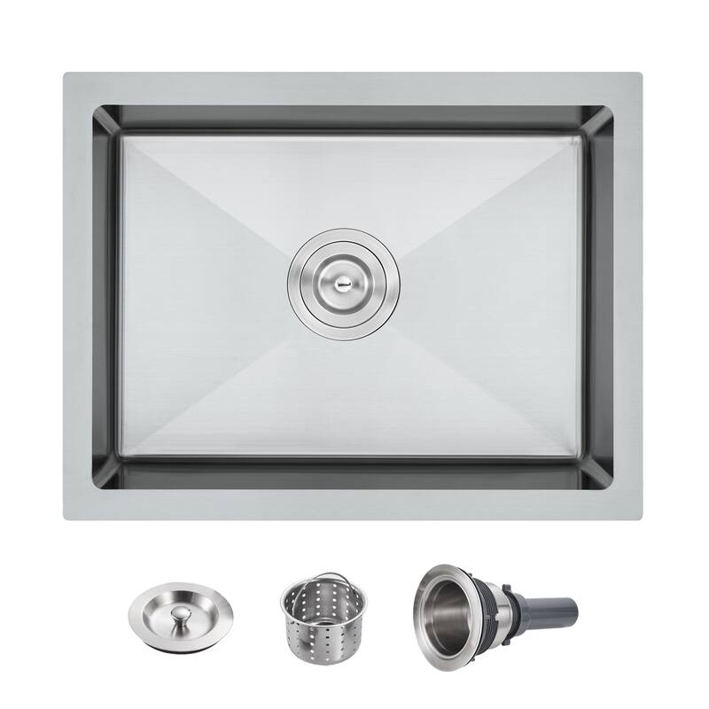 22" x 18" Single Bowl Kitchen Sink ,Stainless Steel Handmade Kitchen Sink - Brushed