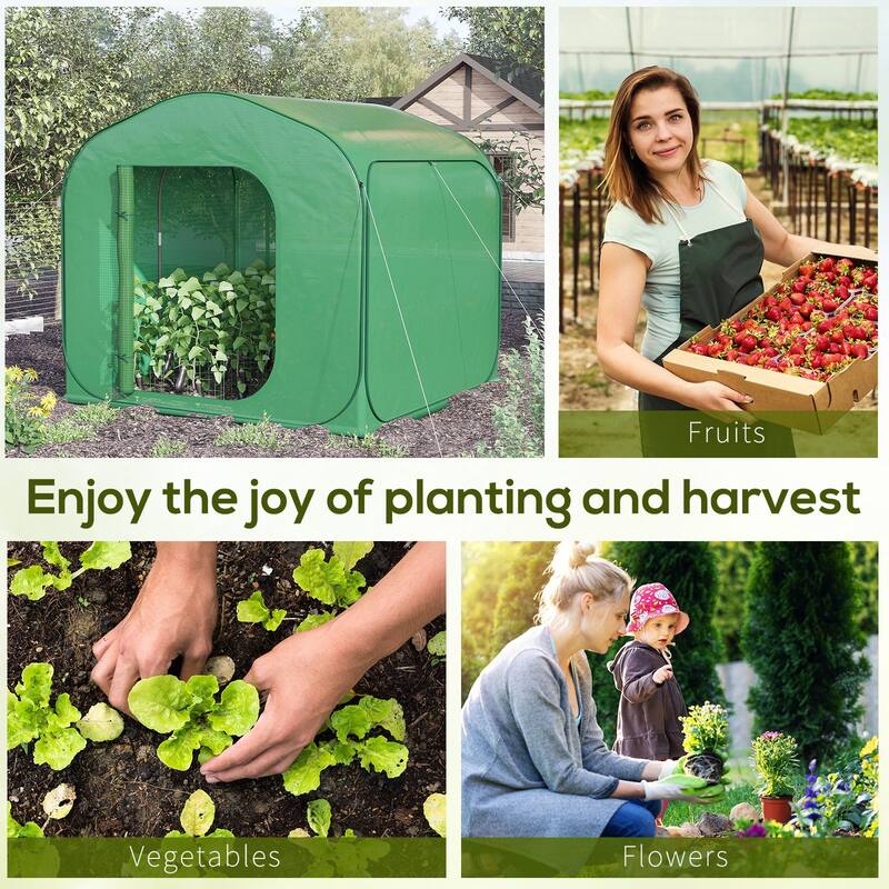 Outsunny 7' x 7' x 6' Garden Portable Greenhouse for Outdoors with Side Door & Portable Zipper Bag, Pop Up Greenhouse Tent