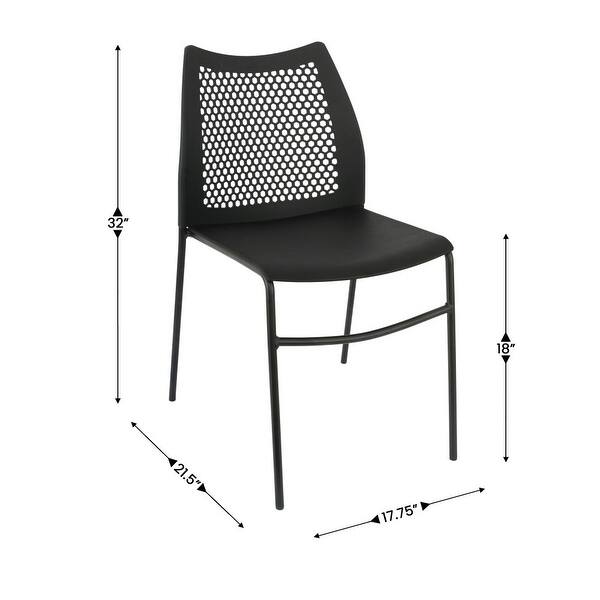 dimension image slide 1 of 2, 5 Pack Stackable Chair with Vented Back and Waterfall Seat - 17.75"W x 21.5"D x 32"H