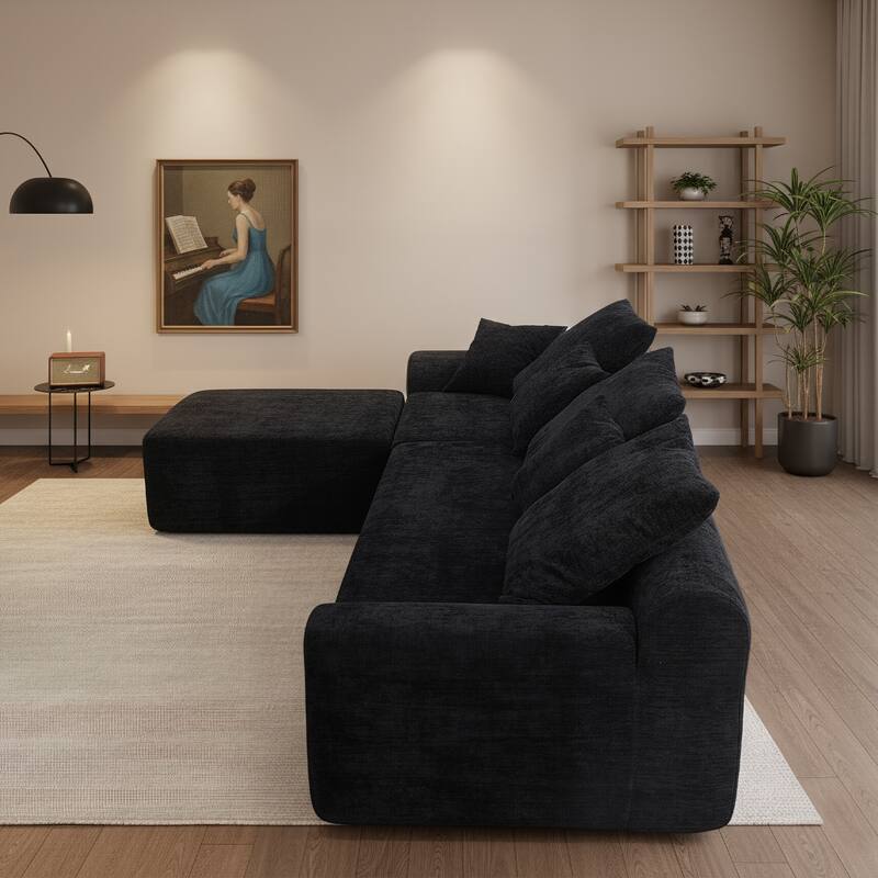 111.2" Modern L-Shaped Sectional Sofa - Modular Couch with Adjustable Configurations, Soft Melange chenille Fabric