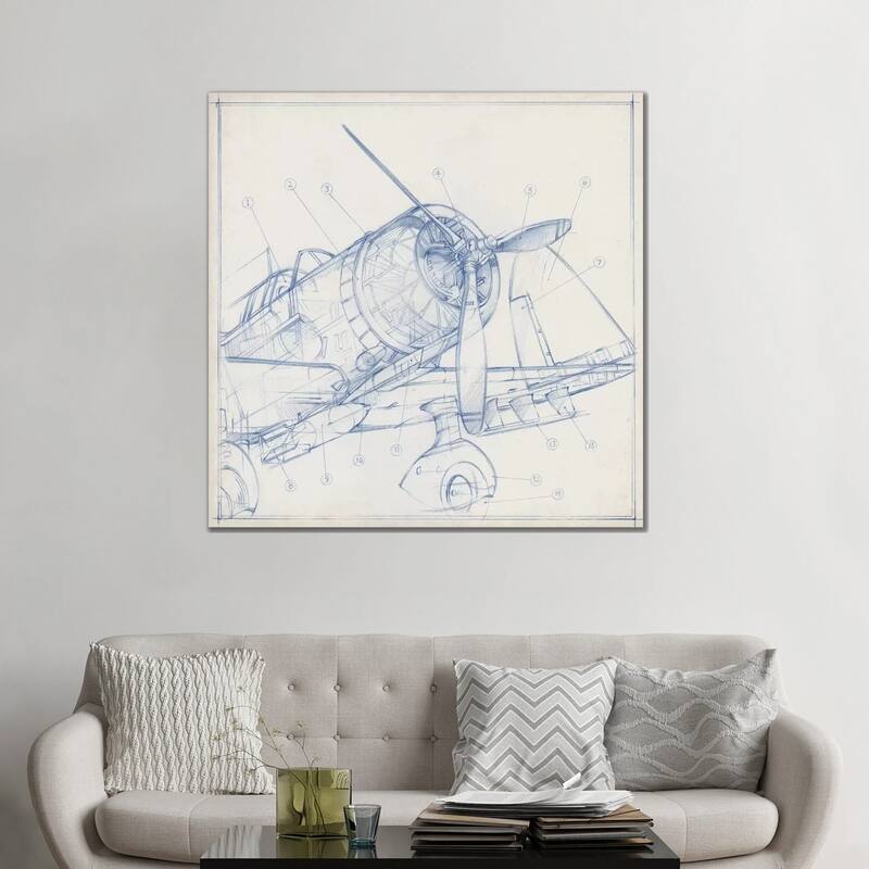 iCanvas "Airplane Mechanical Sketch I" by Ethan Harper Canvas Print