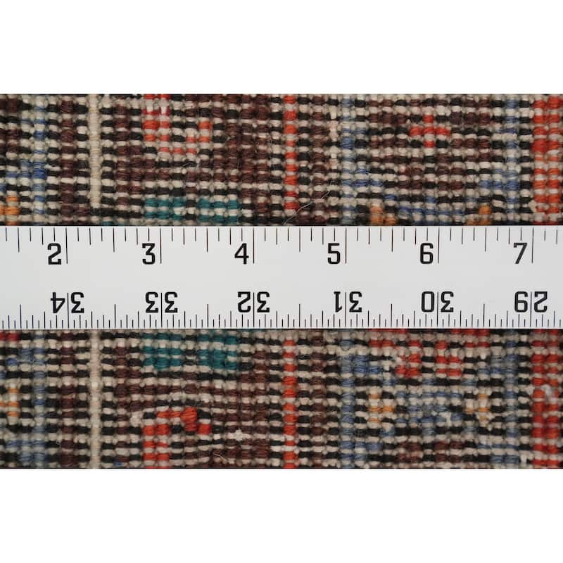 Hand Knotted Oriental 100% Wool Carpet Traditional Geometric Oranges & Rust Heriz Runner Rug - 14' 9'' X 3' 0''
