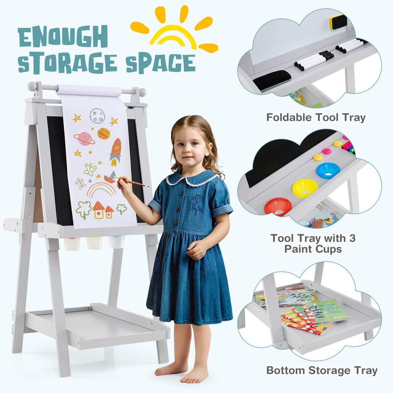 Costway Foldable Easel for Kids 3-in-1 Double-sided Art Easel with - See Details