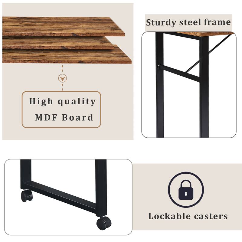 Versatile Home Office L-Shaped Desk with 5-Tier Storage, Adjustable Setup, Lockable Casters, and Sturdy Steel Frame