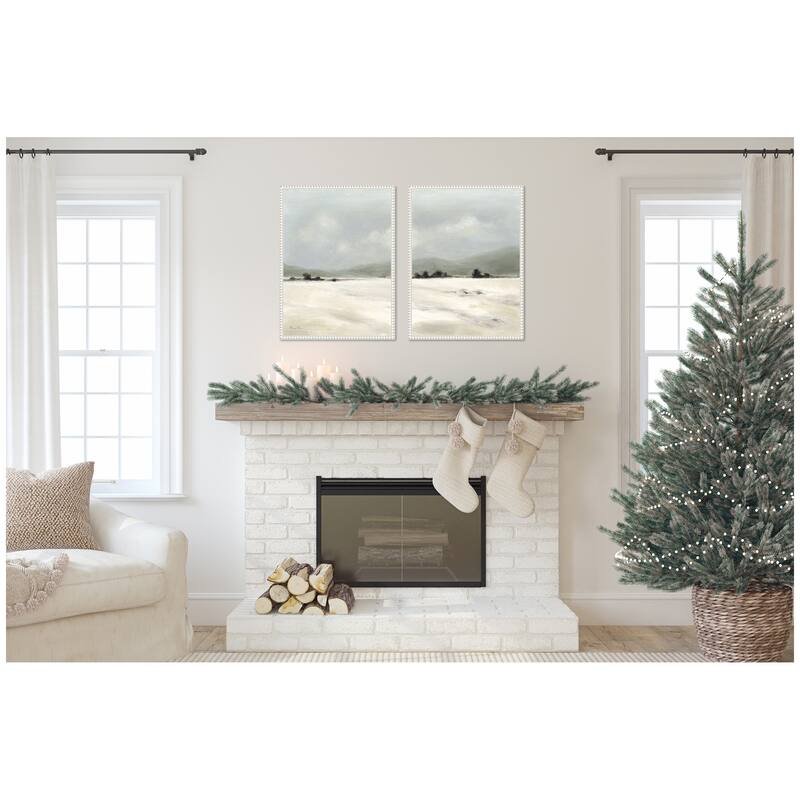 Kate and Laurel Sylvie Beaded December Mist - 2 Piece Framed Canvas Art Set by Mackenzie Nelson