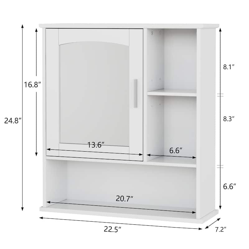 Javlergo Bathroom Mirror Cabinet Wall Mounted Bathroom Storage Cabinet with Mirror and Open Shelves Modern Bathroom Wall Cabinet