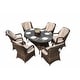 preview thumbnail 10 of 8, 7-Piece Patio Wicker Dining Set with 6 Dining Chairs Brown