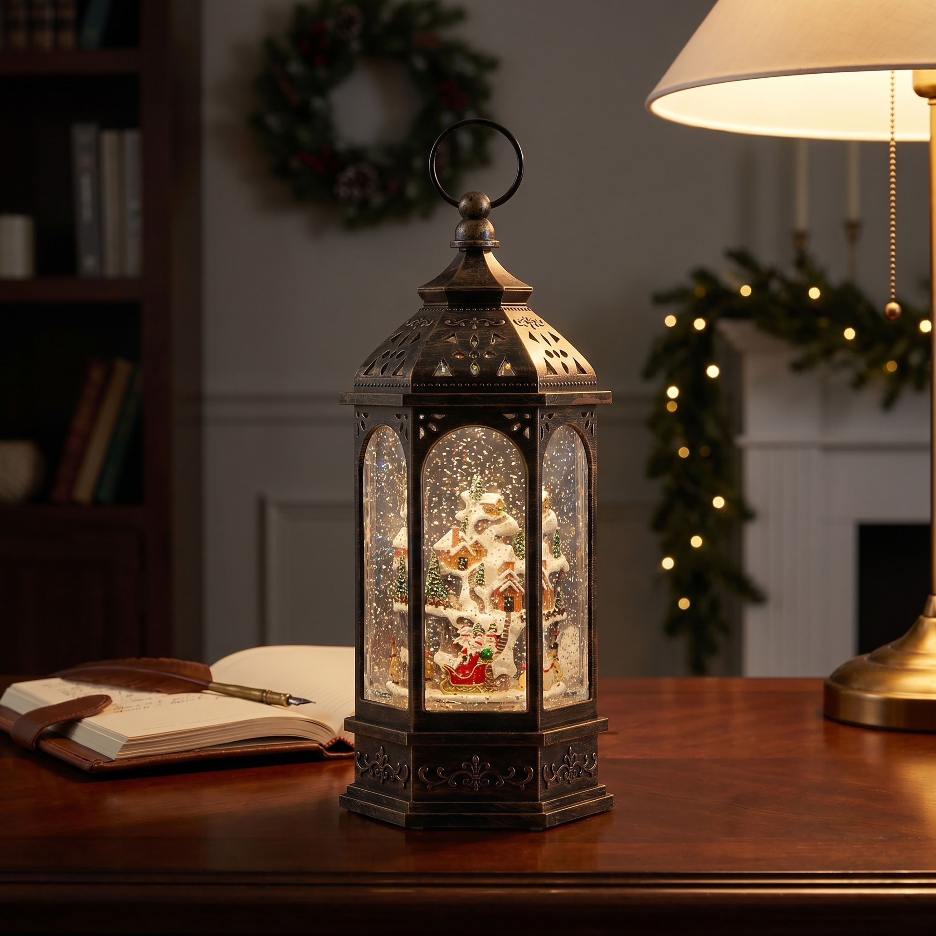 12" LED Xmas Village Water Globe
