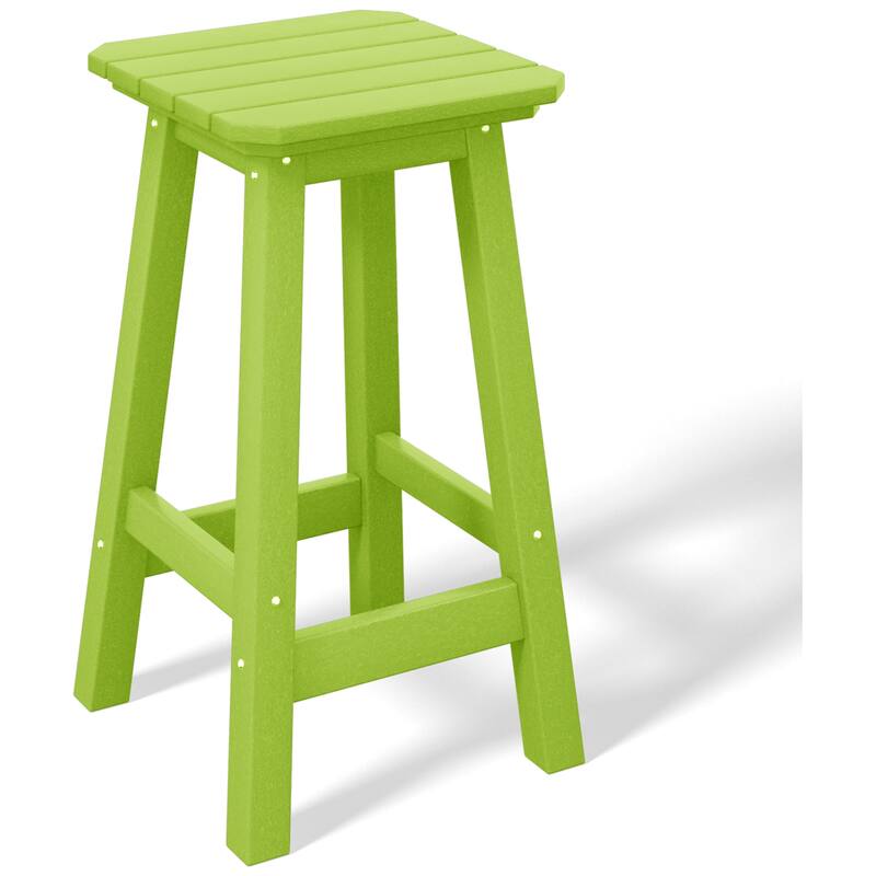 Laguna Hdpe All Weather Outdoor Patio 24" Square Counter Stool - Lime