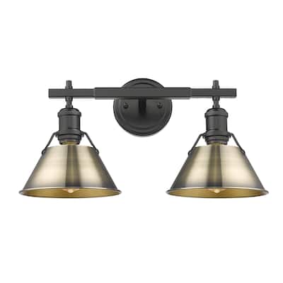 Orwell 2-Light Vanity Light in Matte Black with Aged Brass