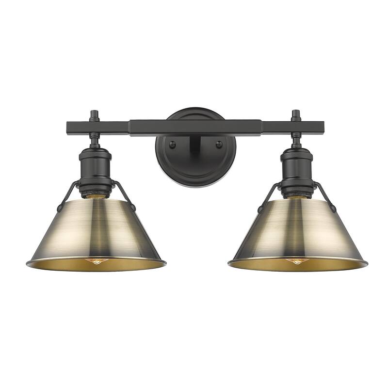 Yep by Golden Lighting Orwell 2-light Vanity in Matte Black and Aged Brass shade