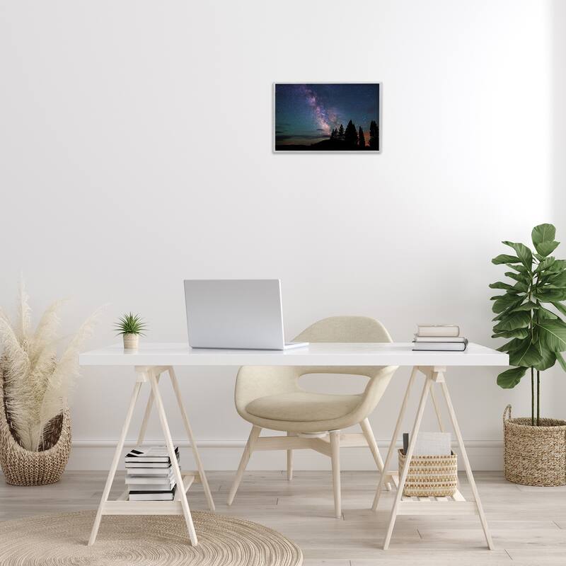 Stupell Silhouetted Forest & Night Sky Framed Giclee Art Design By Royce Bair