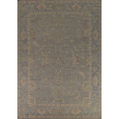 Grey Oushak Turkish Area Rug Handmade Vegetable Dye Wool Carpet - 9'3" x 12'0"