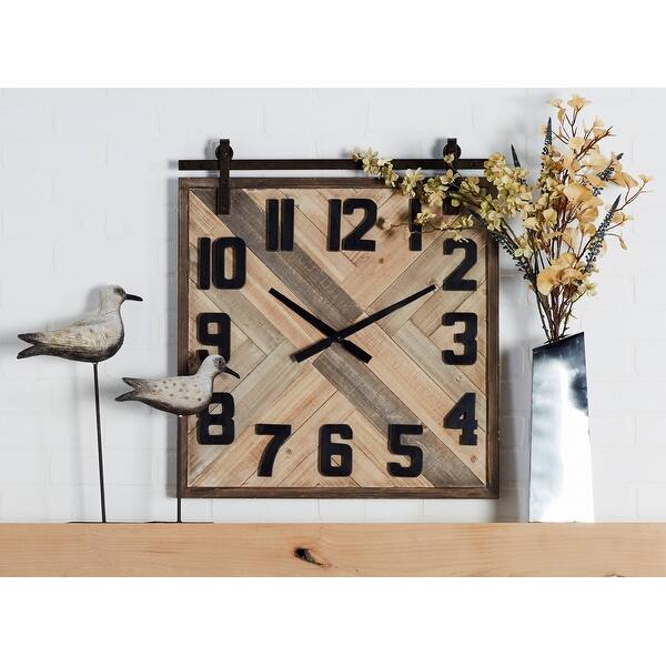 slide 2 of 18, Brown MDF Industrial Wall Clock No Theme 27 x 24 x 2 - 24 x 2 x 27