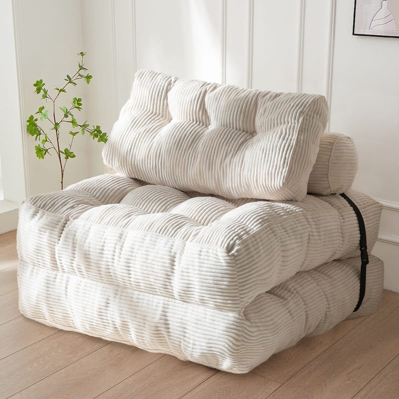 8"Corduroy Folding Couch Sofa Bed,Single - Beige