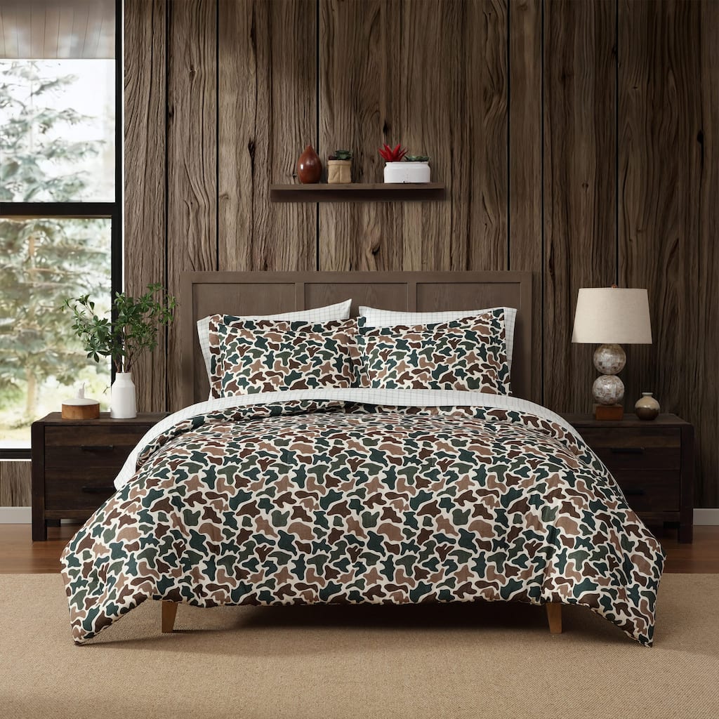 Eddie Bauer Mod Camo Reversible Brown Comforter Bonus Set