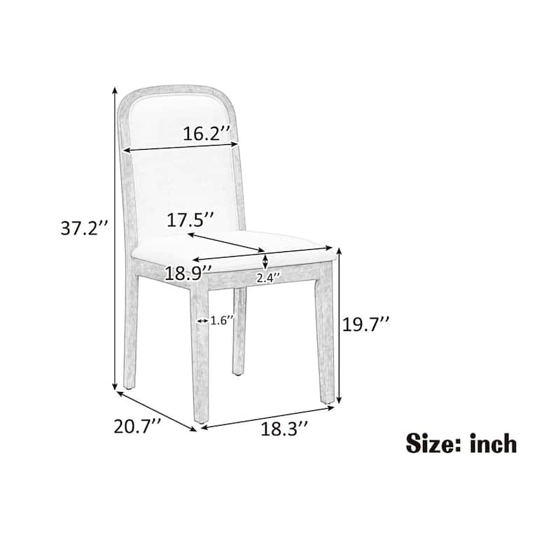 18.9" Vintage Linen Upholstered Dining Chairs, Set of 4