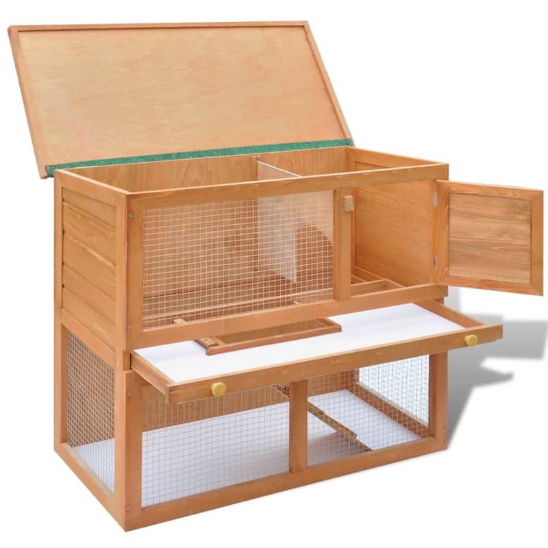 vidaXL Outdoor Rabbit Hutch Small Animal House Pet Cage 1 Door Wood - 35.4"x17.7"x31.5"