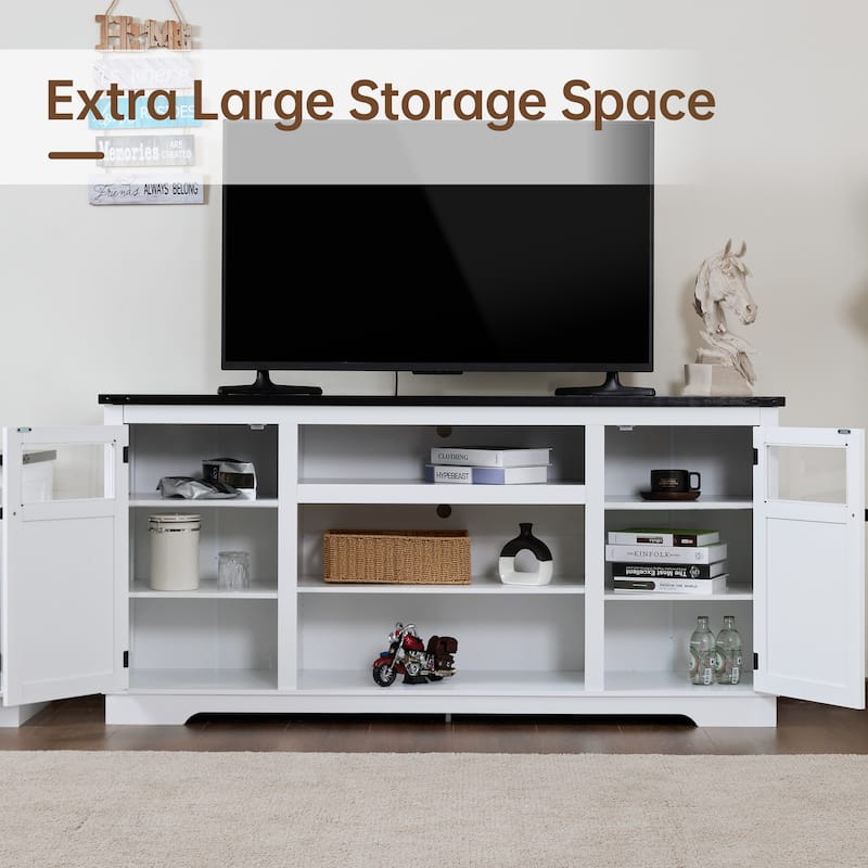 Ukuowu 66" Rustic Farmhouse TV Stand for 75 65 inch TV with Storage Cabinets for Living Room Bedroom