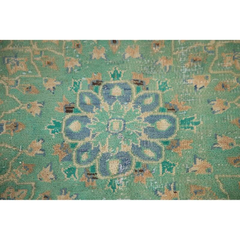 Hand Knotted Oriental 100% Wool Carpet Traditional Floral Peach Mashad Area Rug - 10' 7'' X 7' 1''