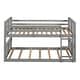 preview thumbnail 3 of 10, Gray Twin over Twin Size Solid Wood Bunk Bed with Ladder and Fence for Kids, Bedroom