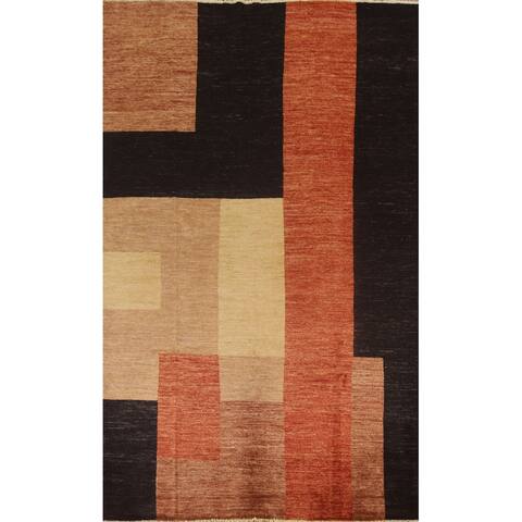 Vegetable Dye Gabbeh Modern Area Rug Handmade Wool Carpet - 6'7" x 9'7"