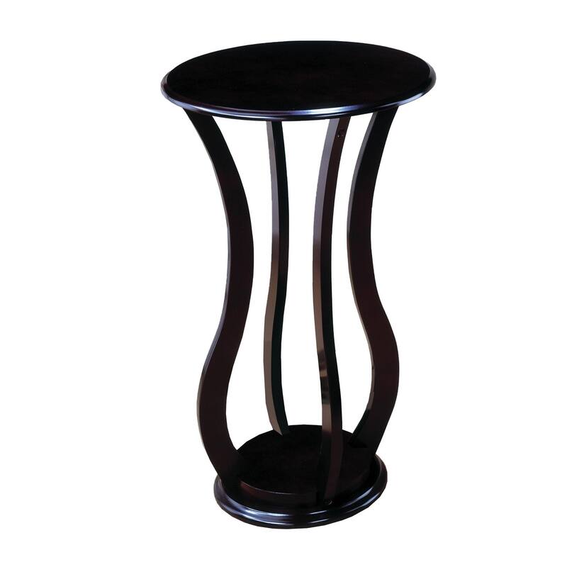 Contemporary Plant Stand With Bottom Storage Shelf, Brown
