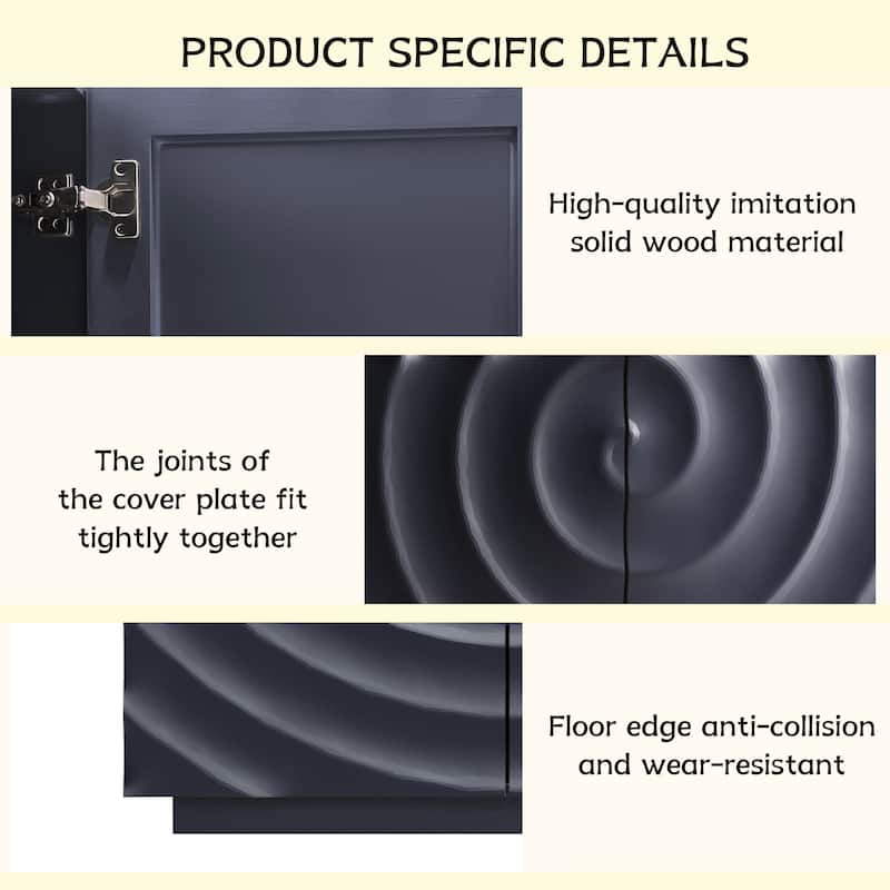 4 Doors Modern Storage Sideboard Cabinet with Freestanding Anti Dumping