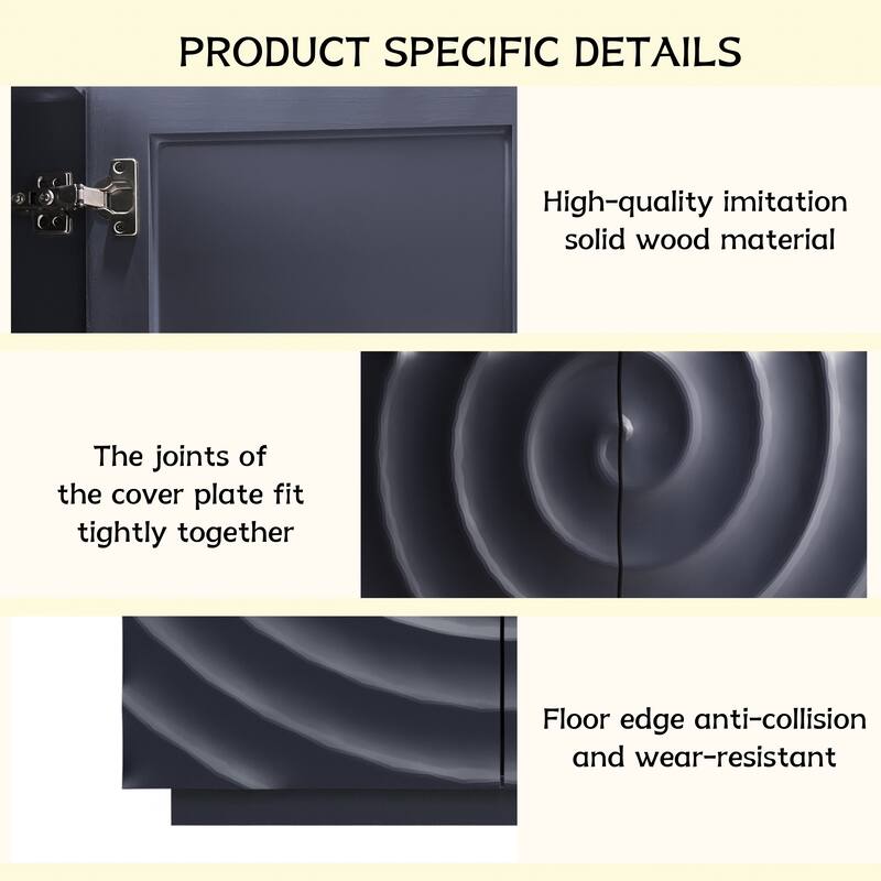 59-Inch Buffet Cabinet with 4 Doors, Modern Accent Storage Sideboard with Anti-Tip Design