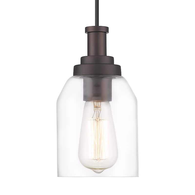 Pendant Light, Modern Hanging Pendant Lighting with Clear Glass Shade, Oil Rubbed Bronze Finish - 1Pack