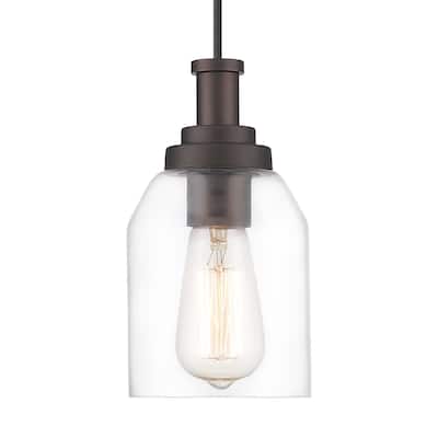 Pendant Light, Modern Hanging Pendant Lighting with Clear Glass Shade, Oil Rubbed Bronze Finish