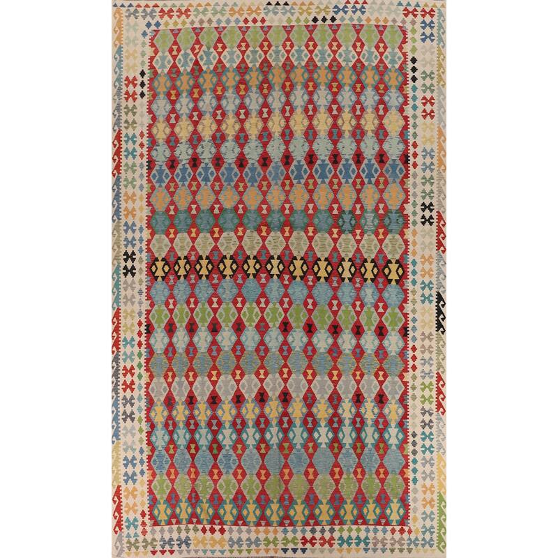 Multicolor Kilim Oriental Large Rug Hand-Woven Wool Carpet - 10'2" x 16'4"