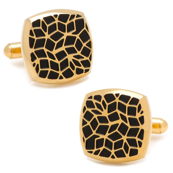 Gold Stainless Steel Geometric Cell Cufflinks